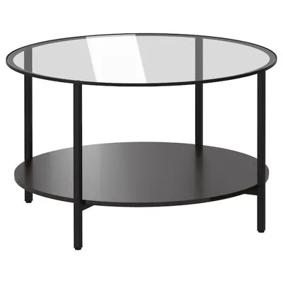 VITTSJO Coffee table, black-brown/glass 75 cm, 00213313
