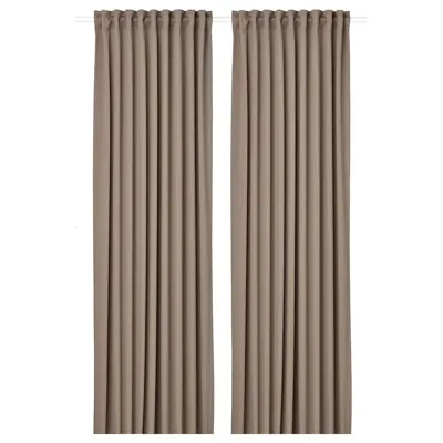 MAJGULL Room darkening curtains, 1 pair, grey/brown, 145x250 cm, 00488114