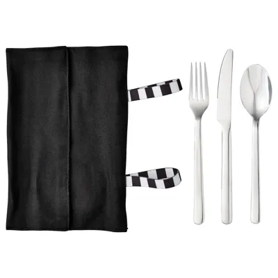 FINSKUREN Travel cutlery with case, stainless steel/black, 00517951