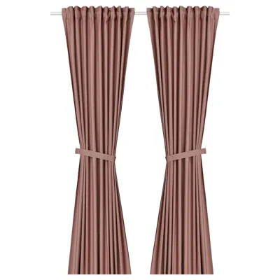 LENDA Curtains with tie-backs, 1 pair, brown-red, 140x250 cm, 00559205
