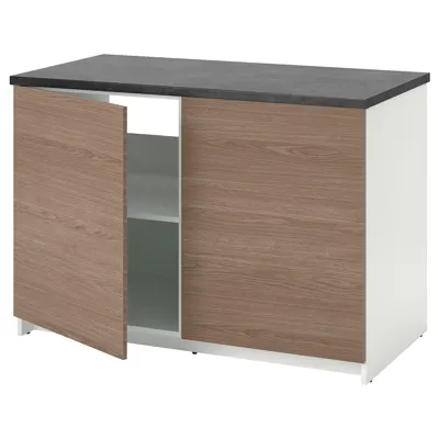 KNOXHULT Base cabinet with doors, wood effect/grey, 120x85 cm, 10334258