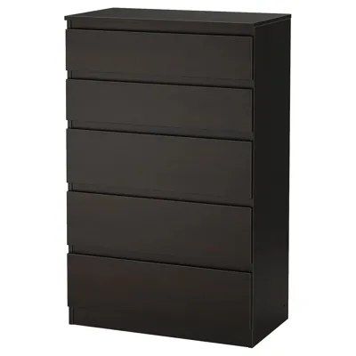 KULLEN Chest of 5 drawers, black-brown, 70x112 cm, 10355731