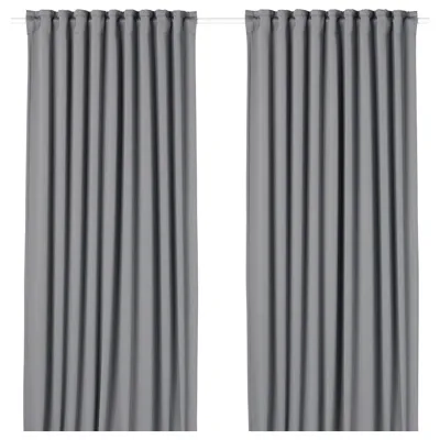 MAJGULL Block-out curtains, 1 pair, grey, 145x250 cm, 10417814