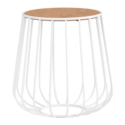 GABBIA Side table, round, white/natural, 40 cm, 131087