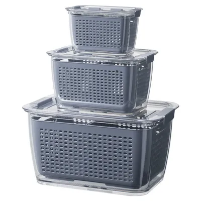 Large Gray Drain Basket, Gray, 3 sizes per set 4589767192754