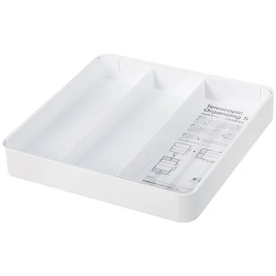 Retractable Compartment Box Cutlery Storage Box, White, 27*27*4.5Cm 4589767212711