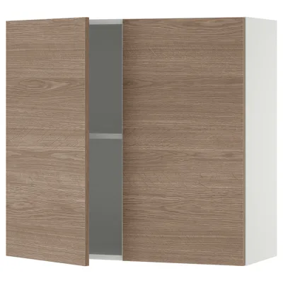 KNOXHULT Wall cabinet with doors, wood effect/grey, 80x75 cm, 20334286