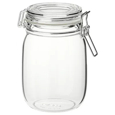 KORKEN jar with lid, clear glass, 1 l, 30213547