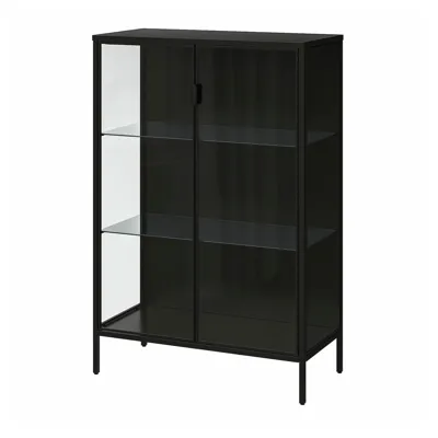 RUDSTA Glass-door cabinet, anthracite, 80x37x120 cm, 30450138