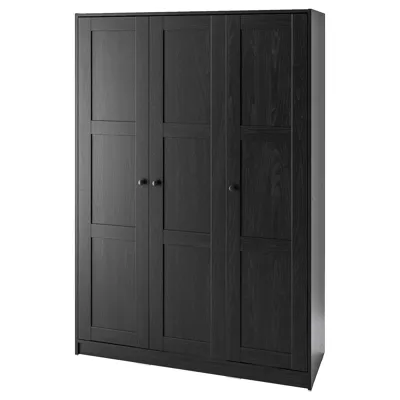 RAKKESTAD Wardrobe with 3 doors, black-brown 117x176 cm, 30453764