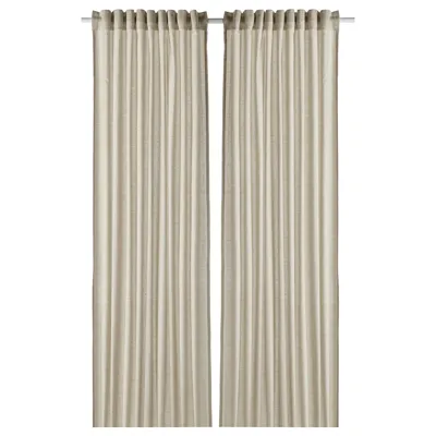 HANNALILL Curtains, 1 pair, light olive-green 145x250 cm, 30498461