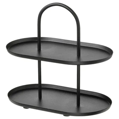 SOMMAROGA Serving stand, two tiers, black, 30539522