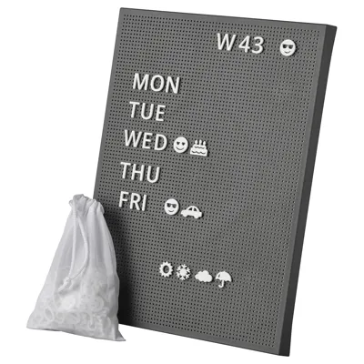SVENSAS Pegboard with letters, dark grey, 30x40 cm, 40458704
