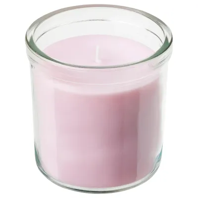 LUGNARE Scented candle in glass, Jasmine/pink 40 hr, 40502387
