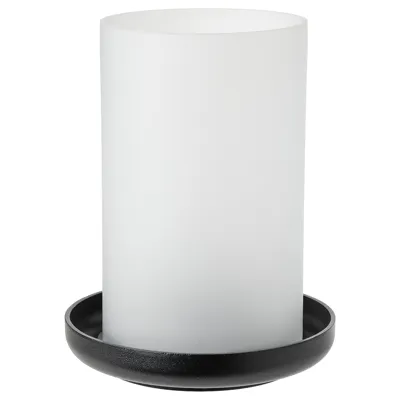 HEDERVARD Lantern, frosted glass/black, 22 cm, 40510622