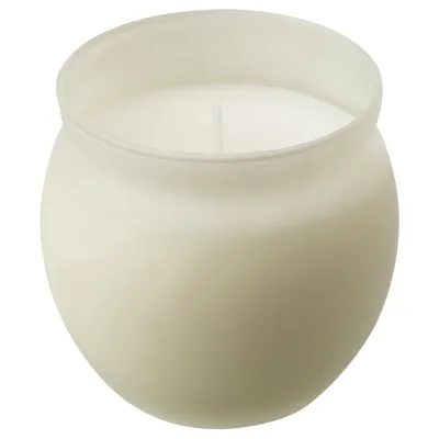 JAMLIK Scented candle in glass, Vanilla/light beige, 50 hr, 50502155