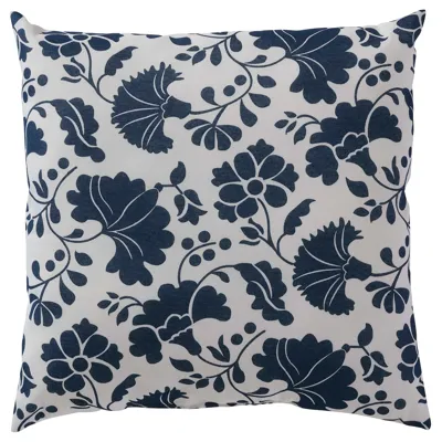 MAGNVOR Cushion, flower/dark blue, 40x40 cm, 50511555