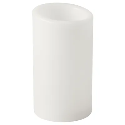 ADELLOVTRAD LED block candle, white/indoor, 14 cm, 50520456