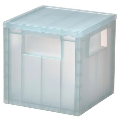 PANSARTAX Storage box with lid, transparent grey-blue, 16.5x16.5x16.5 cm, 00515023