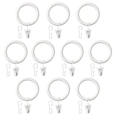 SYRLIG Curtain ring with clip and hook, white 38 mm, 60217233