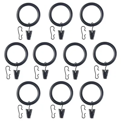 SYRLIG Curtain ring with clip and hook, black 38 mm, 60224097