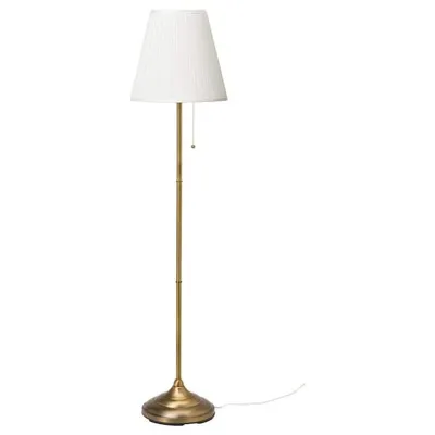 ARSTID Floor lamp, brass, white, 60321319