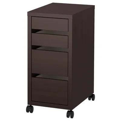 MICKE Drawer unit on castors, black-brown 35x75 cm, 60354282