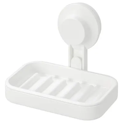 TISKEN Soap dish with suction cup, white, 60381285