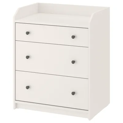 HAUGA Chest of 3 drawers, white, 70x84 cm, 60407290