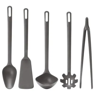 FULLANDAD 5-piece kitchen utensil set, grey, 60435943