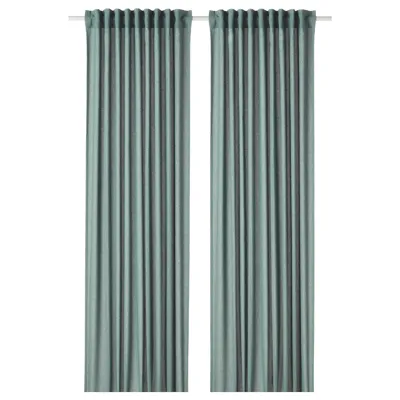 HANNALENA Room darkening curtains, 1 pair, green-blue 145x250 cm, 60469853