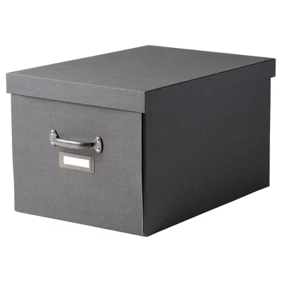 TJOG Storage box with lid, dark grey, 35x56x30 cm, 60477669