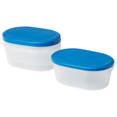 JAMKA Food container, transparent white/dark blue 1.2 l, 60479442