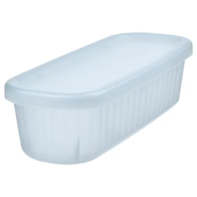 RYKTA Storage box with lid, transparent grey-blue, 9x24x7 cm/0.5 l, 60533203