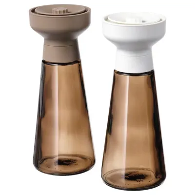 HALVTOM Spice mill, glass/brown, 19 cm, 60523459
