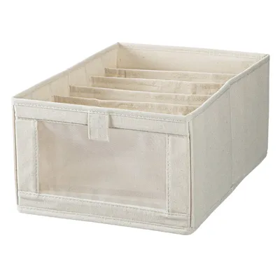 Cotton Fabric Organizer Large Washable Insert 6 Grids, Beige, 27*40*17Cm 4589767245559
