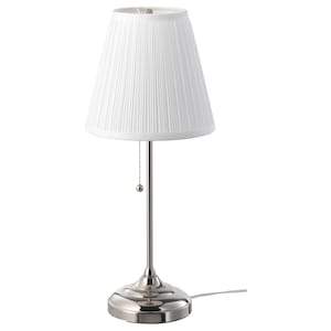 ARSTID table lamp, nickel-plated/white, 70280634
