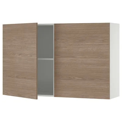 KNOXHULT Wall cabinet with doors, wood effect/grey, 120x75 cm, 70334279
