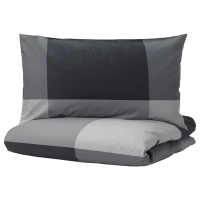 BRUNKRISSLA Duvet cover and 2 pillowcase, black 200x200/50x80 cm, 70479074