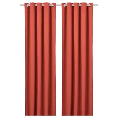 HILLEBORG room darkening curtains, 1 pair, brown-red, 145x250 cm, 80463647
