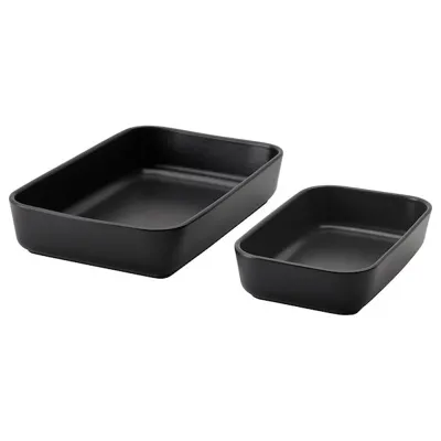 LYCKAD oven/serving dish set of 2, dark grey, 80464430