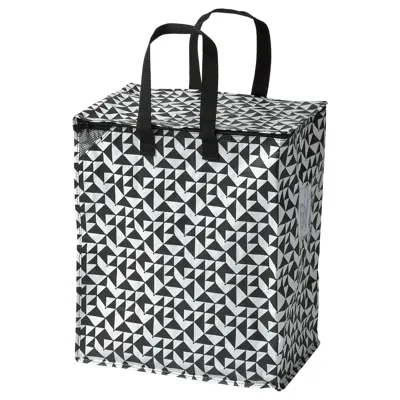 KNALLA Bag, black/white 40x25x47 cm/47 l, 80473694