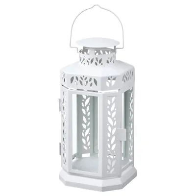 ENRUM Lantern f block candle, in/outdoor, white, 28 cm, 80525725