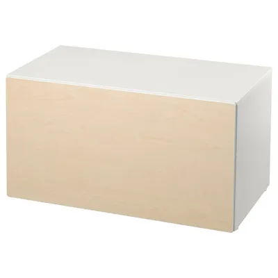 SMASTAD Bench with toy storage, white/birch, 90x52x48 cm, 89389163