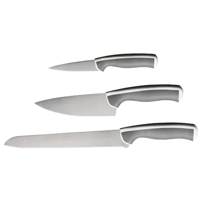 ANDLIG 3-piece knife set, light grey/white, 90257623