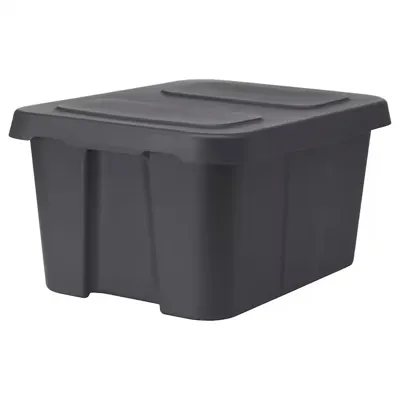 KLAMTARE Box with lid, in/outdoor, dark grey, 58x45x30 cm, 90292363
