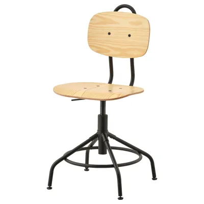 KULLABERG Swivel chair, pine/black, 90320342