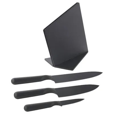 JAMFORA Knife block with 3 knifes, black, 90346832