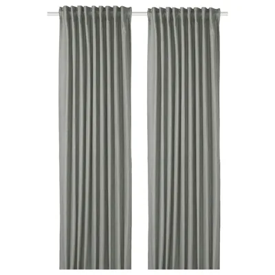 TIBAST Room darkening curtains, 1 pair, dark green 145x250 cm, 90504591
