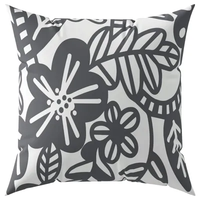 BRUKSVARA cushion, anthracite white/floral pattern, 50x50 cm, 90560855